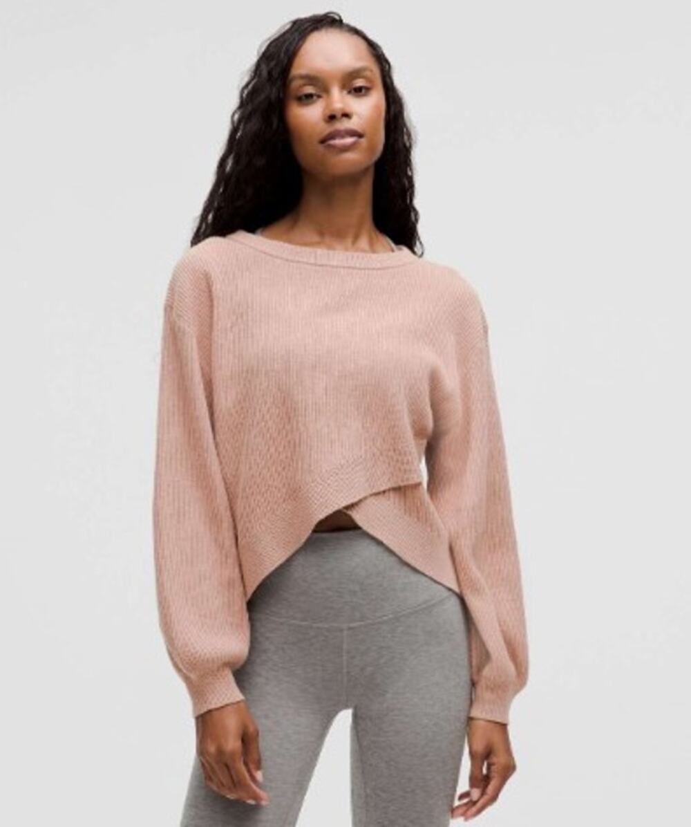 Lululemon Reversible Crossover Sweater Warm Beige Rose Large